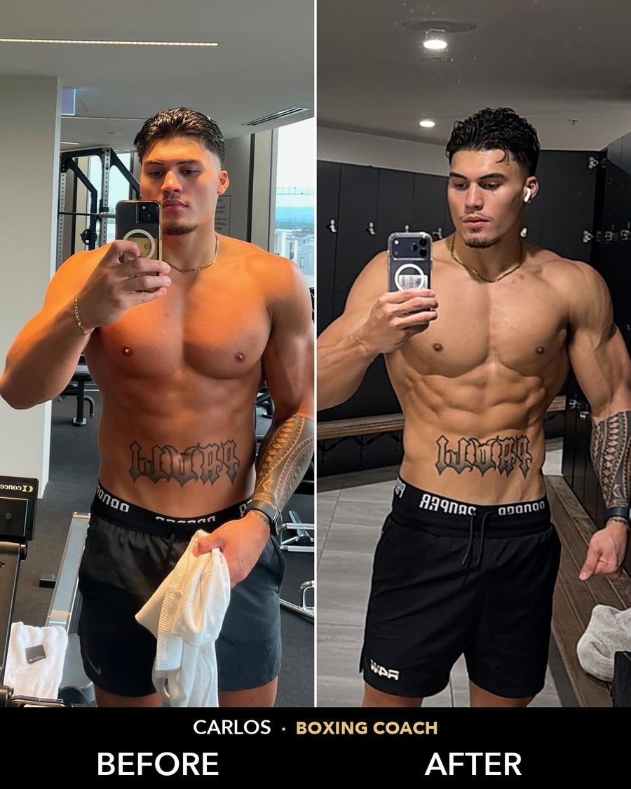 Carlos, boxing coach, before and after